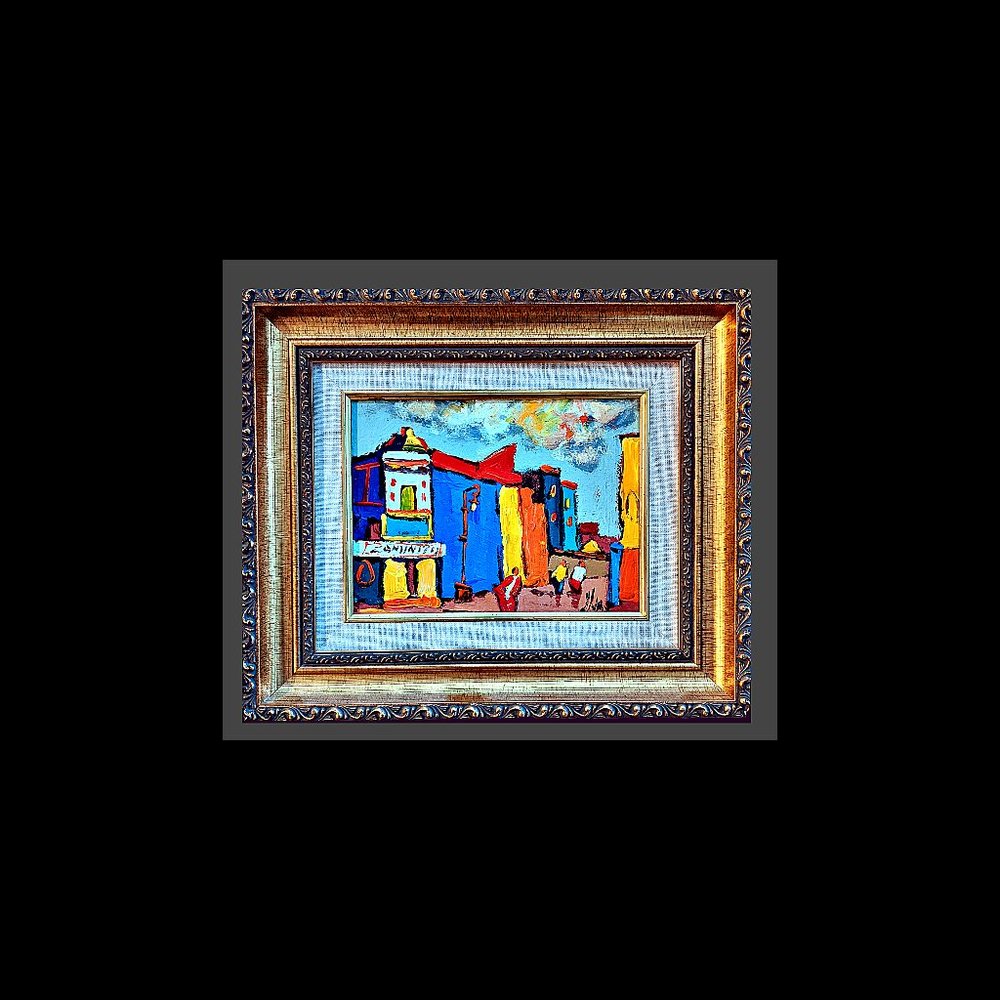 Vibrant Original Impasto Impressionist Oil on Board Painting Rodolfo M Jara